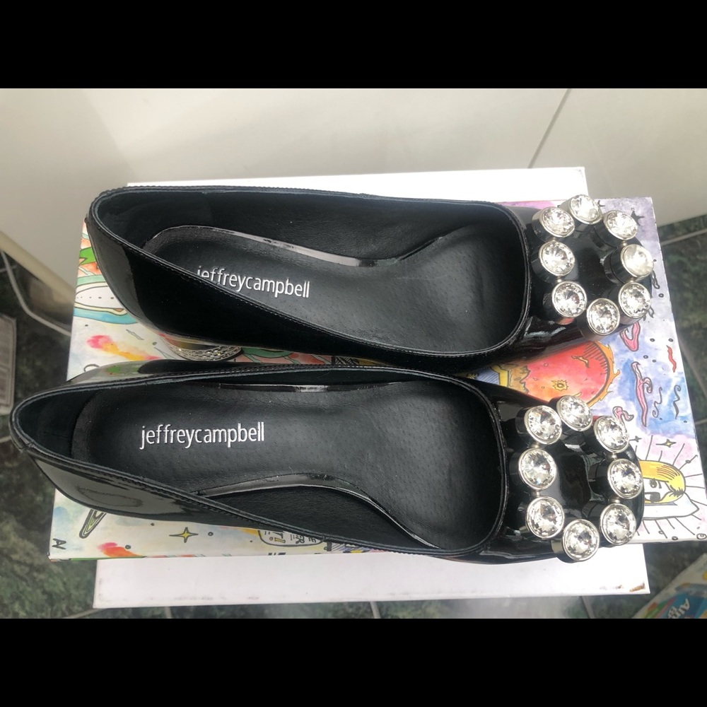 Jeffrey Campbell Black Heels with Silver Accents